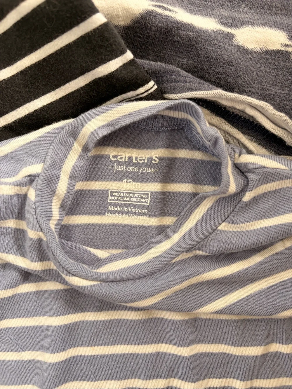 12 months Striped & Tie-Dye Short Sleeve Shirt Set - Navy, Black & Light Blue